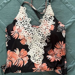 Floral design one piece swim suit